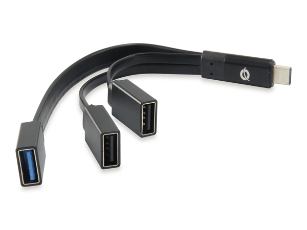 hub usb 3.1 tipo c conceptronic hubbies 1 puerto usb 3.0 + 2 puertos usb 2.0 color negro