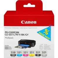 Miniatura 2 de CARTUCHO CANON CYAN/MAGENTA/AMARILLO/NEGRO/GRIS PGI-550/CLI-551PGBK