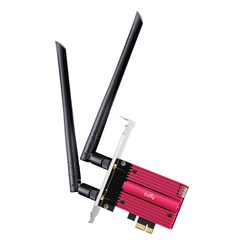 Cudy Adaptador de Red PCIe Tribanda WiFi 7 BE9300 - Bluetooth 5.4 - Disipador Termico - Color Negro/Rojo