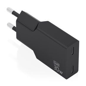 CARGADOR-AISENS-ULTRA-DELGADO-GaN-30W-2xUSB-C-PD3.0-NEGRO