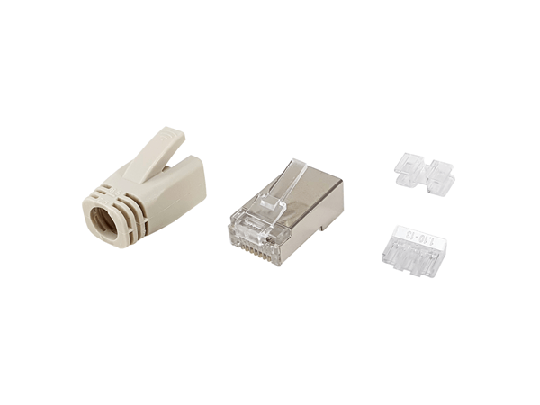 KIT 100 CONECTORES RJ45 EQUIP CATEGORIA 6A 121182 APANTALLADO CON CAPUCHON Y GUIA