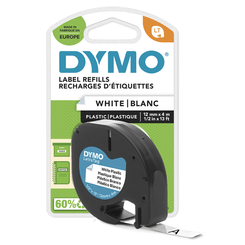 CINTAS LETRATAG PLASTICO 12MM X 4 M NEGRO/BLANCO DYMO S0721660