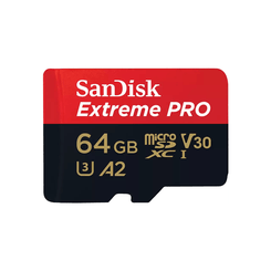 SANDISK EXTREME PRO MICROSDXC 64GB + SD ADAPTER + 2 YEARS RESCUEPRO DELUXE UP TO 200MB/S & 90MB/S READ/WRITE SPEEDS A2 C10 V30