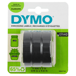 PACK 3 CINTAS ETIQUETAS NEGRO 9MMX3M. DYMO S0847730