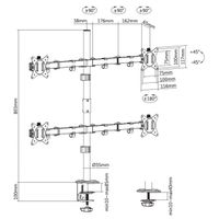 Miniatura 9 de SOPORTE PANTALLA PARA MESA 17"-32" DOBLE BRAZO ARTICULADO SOPORTA 4 MONITORES VESA STANDARD HASTA 9KG