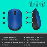 Miniatura 11 de RATON LOGITECH INALAMBRICO M171 AZUL/NEGRO