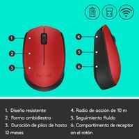 Miniatura 14 de RATON LOGITECH INALAMBRICO M171 ROJO/NEGRO