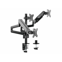 Miniatura 1 de SOPORTE PANTALLA PARA MESA TRES BRAZOS 3 PANTALLAS  17" - 27" ALUMINIO MUELLE DE GAS INCLINABLE Y GIRATORIO MAX, VESA 100X100
