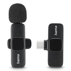 MICROFONO HAMA SMART WIRELESS GADGET USB-C CANCELACION RUIDO IA PATRON OMNIDIRECCIONAL PINZA NEGRO