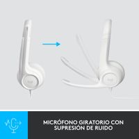 Miniatura 8 de HEADSET LOGITECH H390 MICROFONO CON SUPRESION DE RUIDO USB COLOR BLANCO P/N: 981-001286