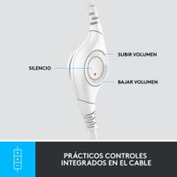 Miniatura 9 de HEADSET LOGITECH H390 MICROFONO CON SUPRESION DE RUIDO USB COLOR BLANCO P/N: 981-001286