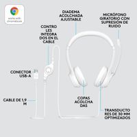 Miniatura 11 de HEADSET LOGITECH H390 MICROFONO CON SUPRESION DE RUIDO USB COLOR BLANCO P/N: 981-001286