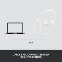 Miniatura 13 de HEADSET LOGITECH H390 MICROFONO CON SUPRESION DE RUIDO USB COLOR BLANCO P/N: 981-001286