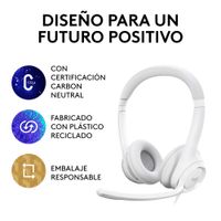 Miniatura 14 de HEADSET LOGITECH H390 MICROFONO CON SUPRESION DE RUIDO USB COLOR BLANCO P/N: 981-001286