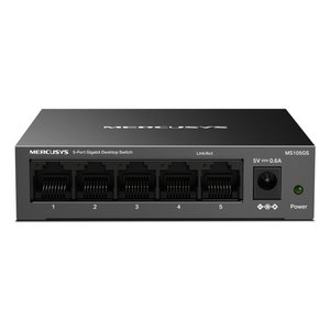 SWITCH-NO-GESTIONABLE-MERCUSYS-MS105GS-5P-10-100-1000-ETHERNET-MINI-DESKTOP-CARCASA-METALICA