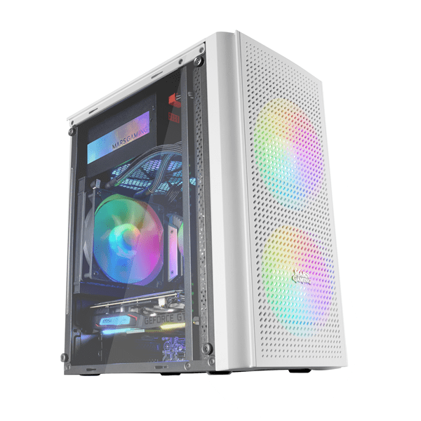 caja mars gaming  mc300w caja pc micro atx cristal templado 3xventilador frgb blancorgb blanco