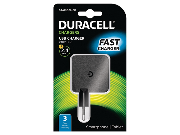cargador pared duracell de 2.4a  moviles y tablets negro