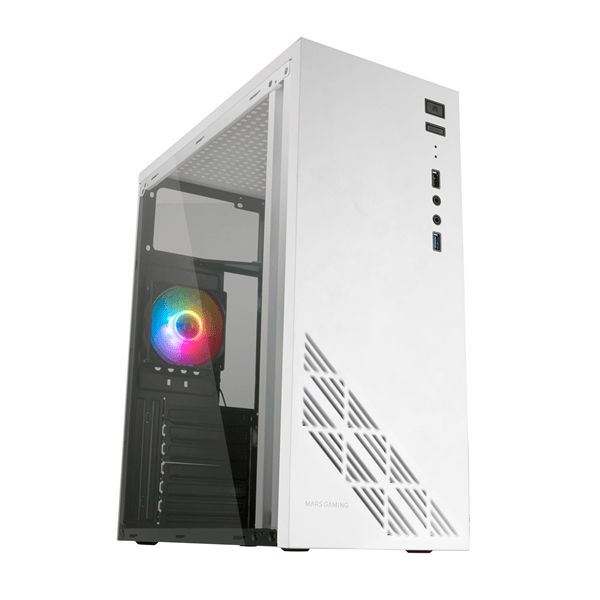 caja mars gaming  mc100w caja pc atx ventilador 90mm frgb convect-cool blancorgb blanco