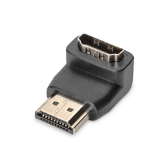 HDMI adapter  type A  90  angled M/F  Ultra HD 60p  sw  dorado