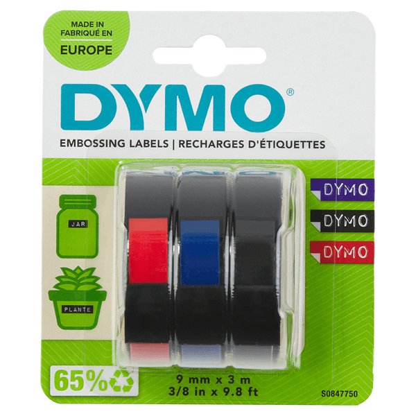 3 m. x 9 mm. Blister 3 unidades (negro azul y rojo)