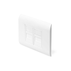 DIGITUS Faceplate for Keystone Jacks  2x RJ45 dust cover  80x80 mm + 2x 22.5 mm modular insert  color pure white