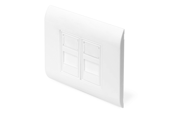 DIGITUS Faceplate for Keystone Jacks 2x RJ45 dust cover 80x80 mm + 2x 22.5 mm modular insert color pure white