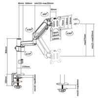 Miniatura 9 de SOPORTE PANTALLA PARA MESA 17" - 32" ALUMINIO MUELLE DE GAS EQUIP INCLINABLE Y GIRATORIO 360º  MAX VESA 100X100 HASTA 9KG