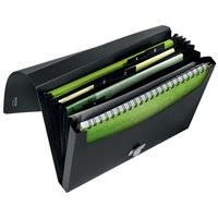 Miniatura 3 de CARPETA POLIPROPILENO ACORDEON 5 POSICIONES+BOLSILLO FRONTAL BROCHE GIRATORIO A4 RECYCLE NEGRO LEITZ 46240095