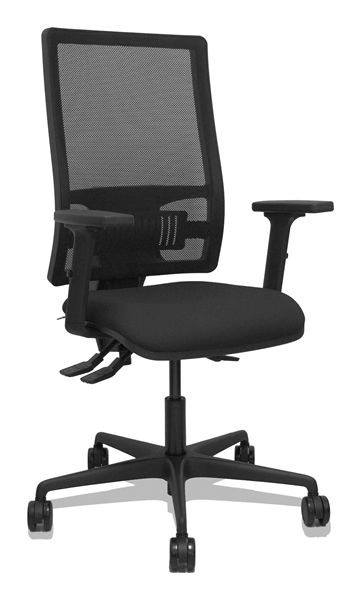 Piqueras y Crespo Silla Bormate asincro malla negra asiento bali negro brazos 2D ruedas 65mm