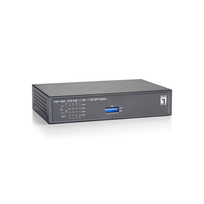SWITCH-NO-GESTIONABLE-LEVEL-ONE-FGP-1000-10P-8xPoE-100Mb-1xGb-1xGb-SFP-120W-CARCASA-METALICA