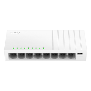 Cudy-Switch-8-Puertos-RJ45---Alimentacion-por-USB-C---Capacidad-Conmutacion-16Gbps---Indicadores-LED---138x61.5x24mm---Color-Bla