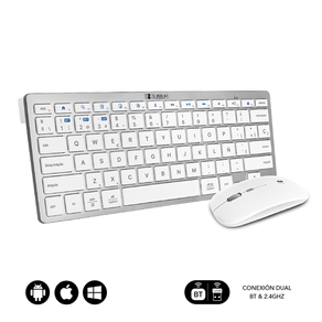 TECLADO---RATON-INALAMBRICO-SUBBLIM-PLATEADO---BLANCO