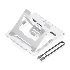 AISENS-Soporte-de-Sobremesa-Ajustable-para-Portatil---Tablet-con-USB-C-Docking-7-en-1--Gris