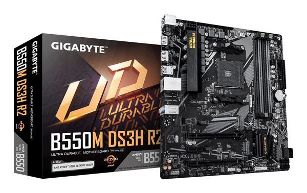 GIGABYTE AMD B550M DS3H R2 Placa base - Procesadores AMD Ryzen 5000, VRM de 5+3 fases, hasta 4733 MHz DDR4 (O.C.), 1x M.2 PCIe 4.0 + 1x M.2 PCIe 3.0,