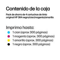 Miniatura 3 de PACK COMBO CARTUCHOS HP 364 NEGRO, CYAN MAGENTA Y AMARILLO
