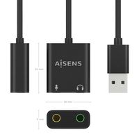 Miniatura 4 de Aisens - Conversor Usb-A A Audio 48Khz, Usb-A/M-2Xjack 3.5/H, Negro, 1