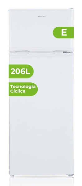 FRIGORIFICO DOS PUERTAS ASPES AF145503E E ALTO 142 CM ANCHO 55 CM BLANCO