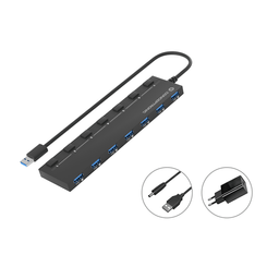 HUB USB 3.2 CONCEPTRONIC HUBBIES19BP 7 PUERTOS USB 3.0 CON INTERRUPTORES Y ALIMENTADOR
