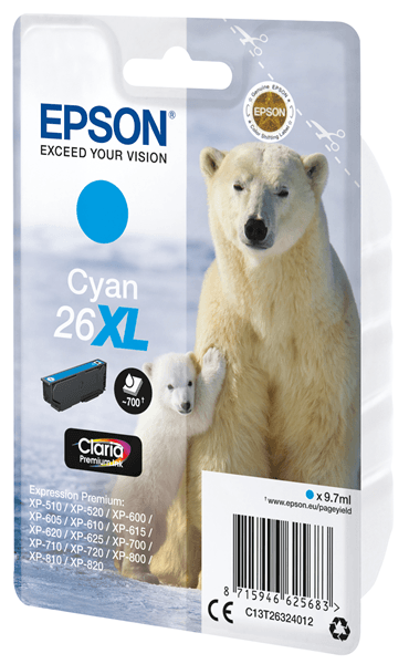 CARTUCHO EPSON CYAN ALTA CAPACIDAD XP-605 C13T26324012