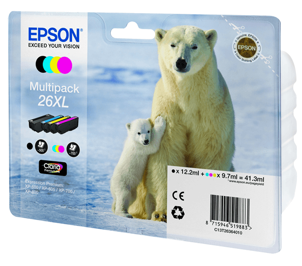 CARTUCHO EPSON MULTIPACK 4 COLORES ALTA CAPACIDAD XP-605 C13T26364010