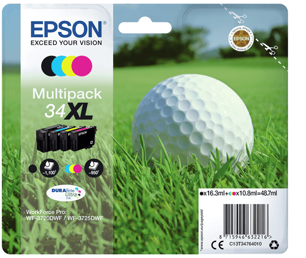 MULTIPACK 4-COLOURS 34XL DURABRITE GOLF BA LL