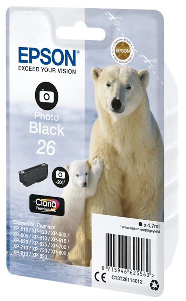 CARTUCHO EPSON NEGRO FOTOGRAFICO XP-605 C13T26114012