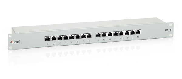 PATCH PANEL 16 PUERTOS CATEGORIA 6 APANTALLADO COLOR GRIS CLARO