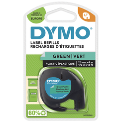 CINTA ROTULADORA LETRATAG 12MMX4M NEGRO/VERDE DYMO S0721640
