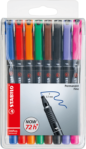 ESTUCHE 8 MARCADORES PERMANENTE P.FINA SURTIDO OHPEN UNIVERSAL 0,7MM. STABILO 842/8