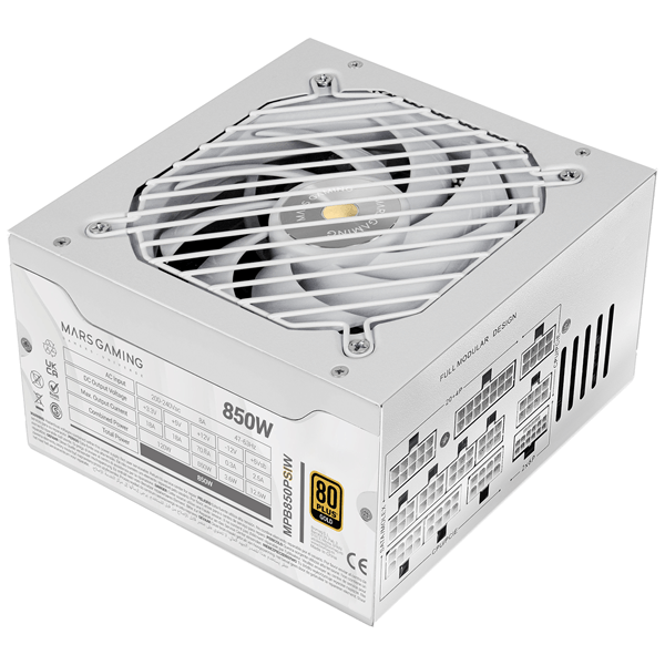 Fuente Alimentación 850W MARS GAMING MPB850PSIW 80 PLUS Gold Fully-Modular Blanco