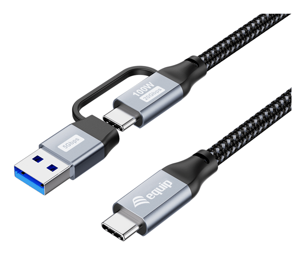 CABLE USB-C A USB-C 2M EQUIP USB 3.2 GEN 2x2 100W 20V 5A 20GBPS 4K60H E-MARK ADAPT. USB-A