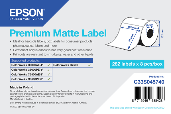 PREMIUM MATTE LABEL - DIE-CUT ROLL: