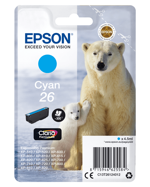 cartucho epson cyan xp-605 c13t26124012