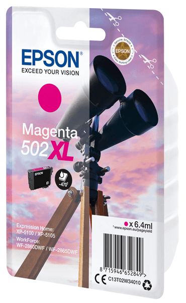 BINOCULARS SINGLEPACK MAGENTAXL 502XL INK 6.4 ML